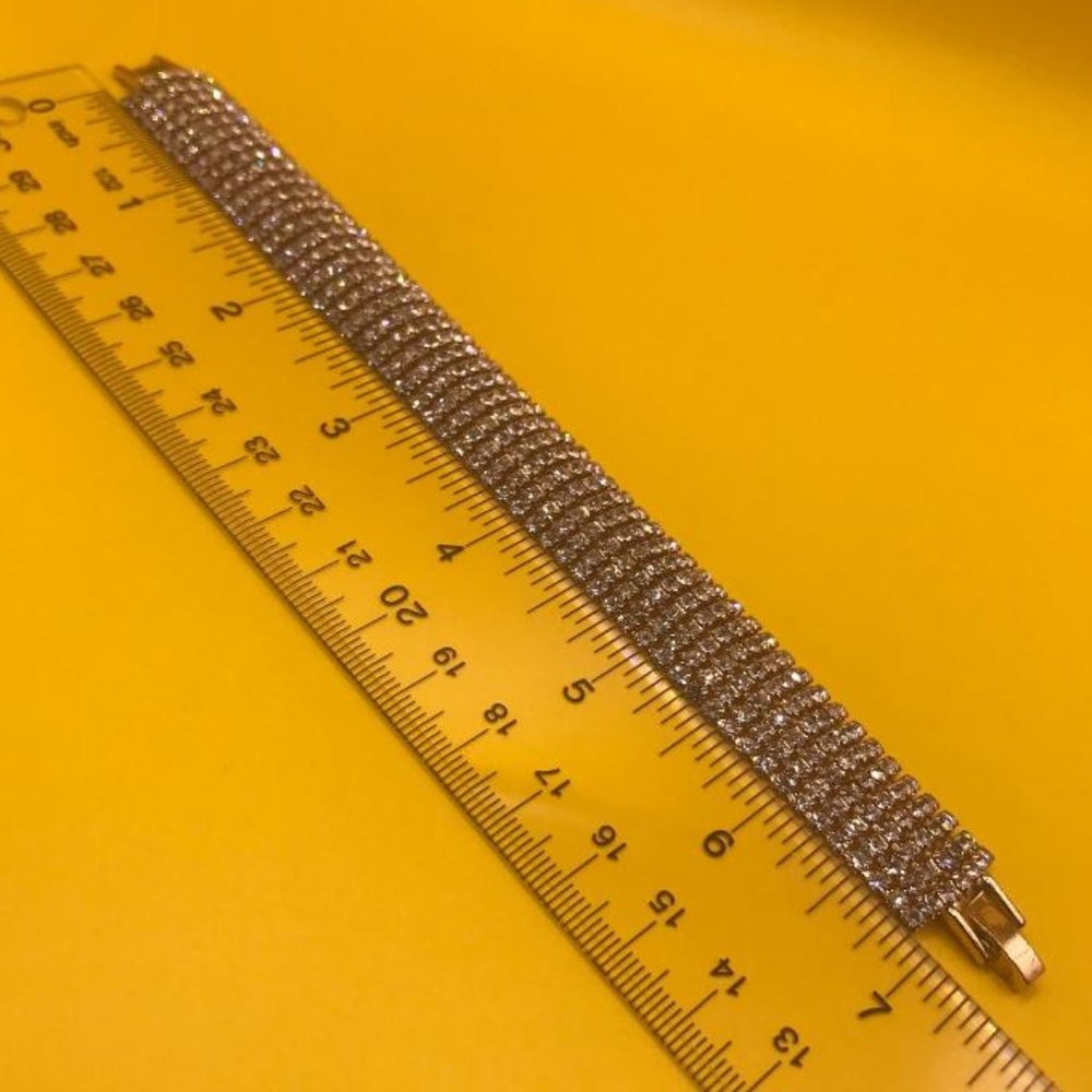 Gold-Tone 7 Row Rhinestone Bracelet - Picture 2 of 6
